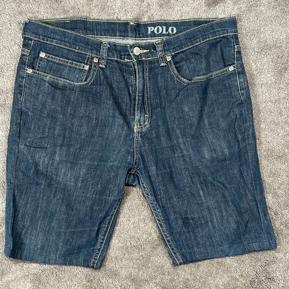 Polo Denim & Supply Jeans Mens 34 Blue Solid Skinny Narrow Leg Dark Wash‎ AB-12
